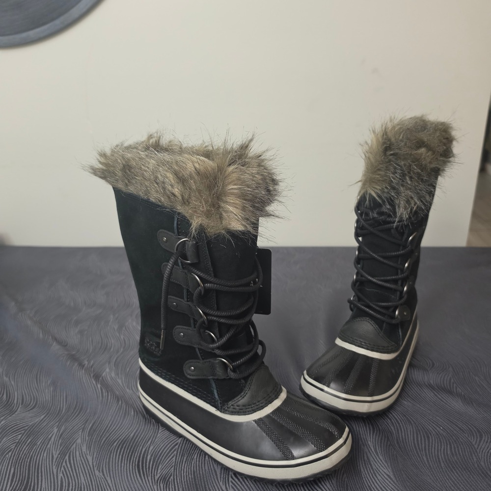 Sorel Joan of Arctic Winter Boots Womens Black Waterproof Insulated Faux Fur